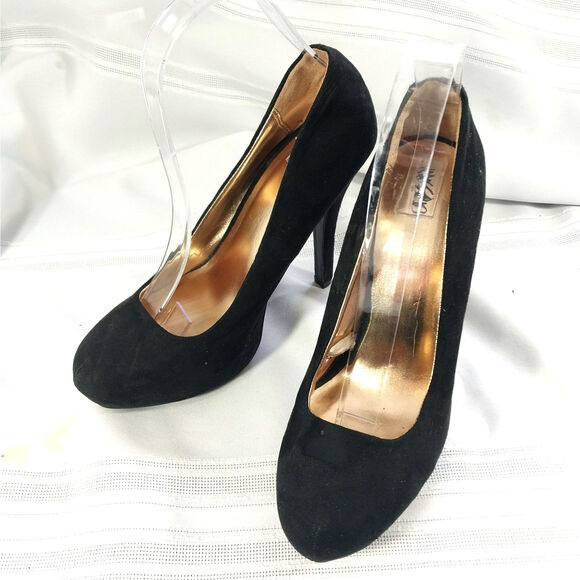 MOSSIMO! BLACK SUEDE LEATHER MODIFIED ROUND TOE PLATFORM STILETTO HEELS! SZ 7.5M - Picture 7 of 7